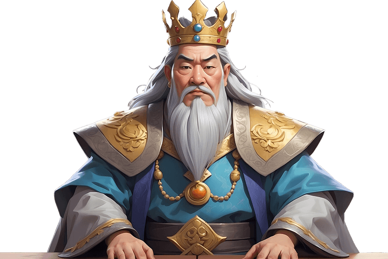 Crowned king character holding a royal staff